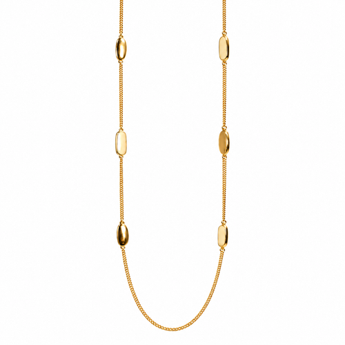Sautoir Liora Bertalia, cabochons d'émail ivoire sertis d'or sur une chaîne longue dorée