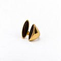 Bague Elia Bertalia, deux cabochons d'émail marron foncé sertis d'or sur une forme sculpturale